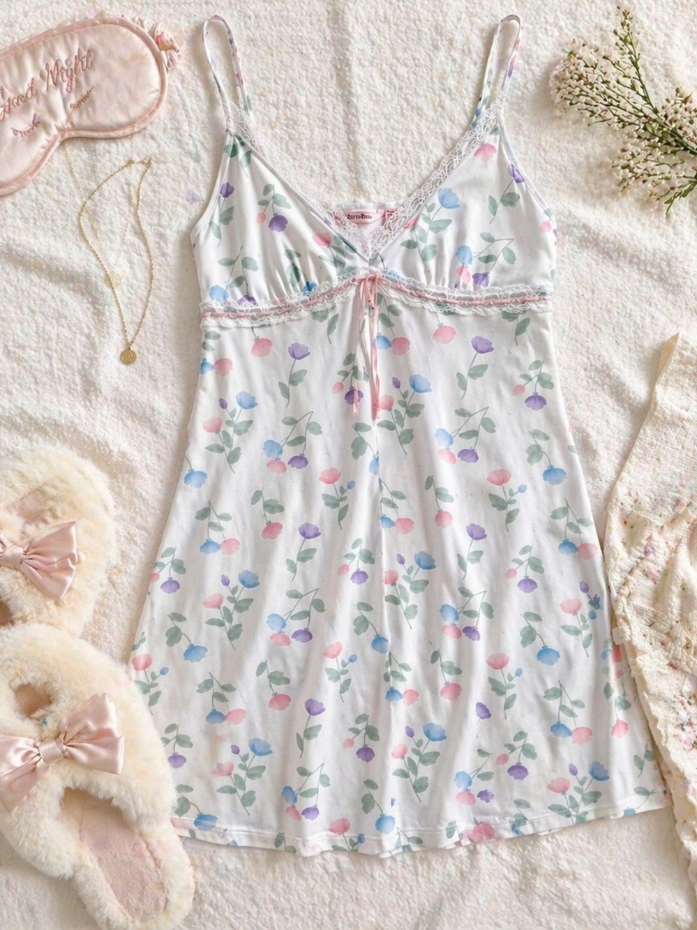 La Vie en Rose Floral Nightie Slip Dress M